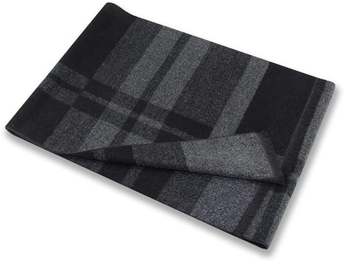 define essentials Men's Winter Warm Long Soft Plaid Scarf with Tassels, Soft Classic mens scraves - Image 2
